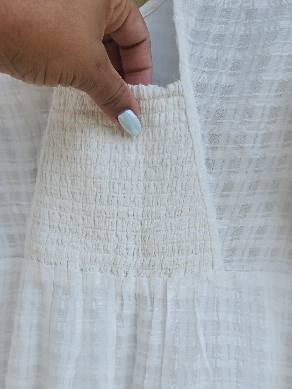 French Connection Sundress White Textured Mini Dress with V-Neck - Picture 13 of 16